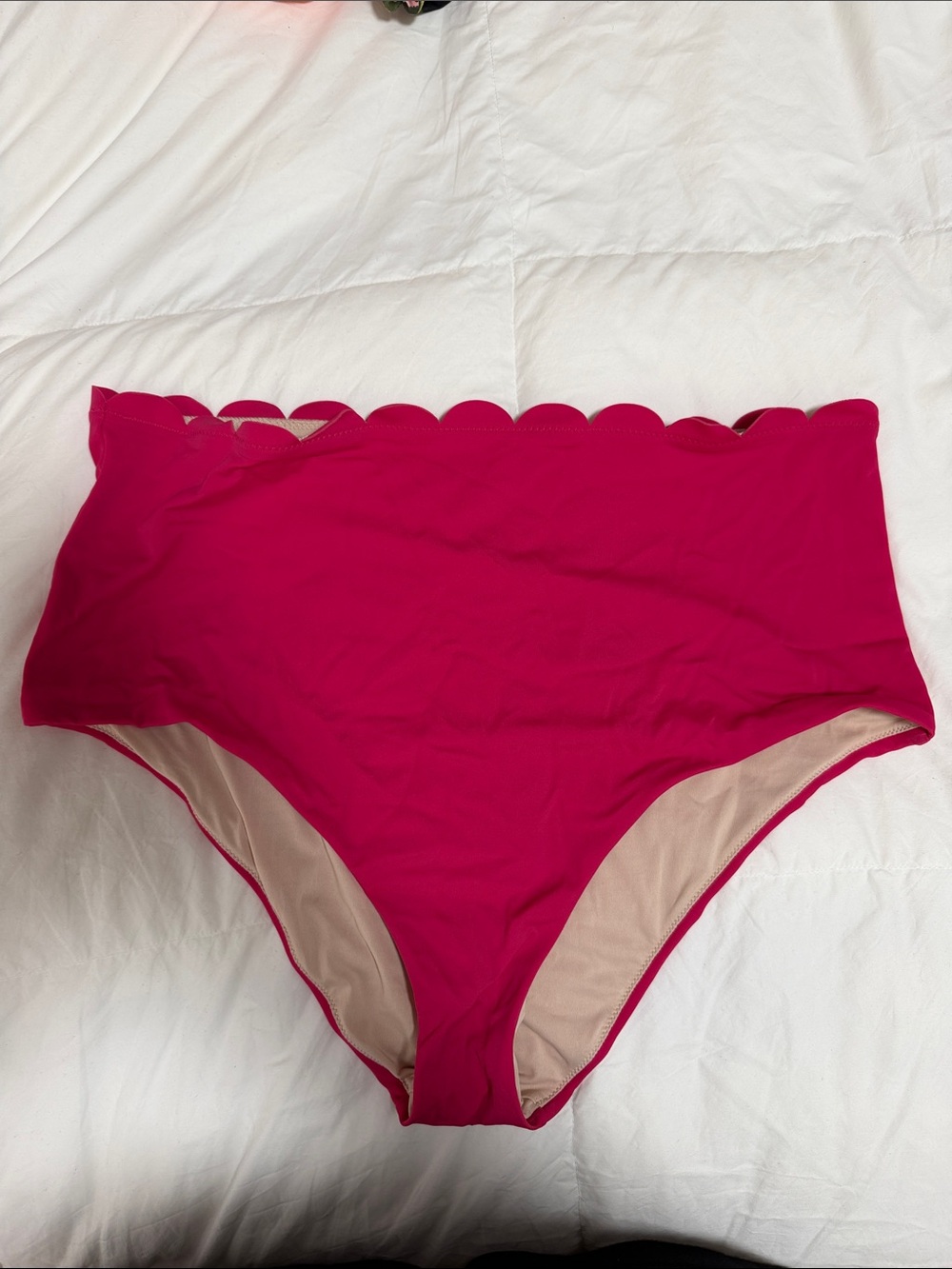 Chelsea28 Hot Pink Scalloped High Waisted Bikini Bottoms